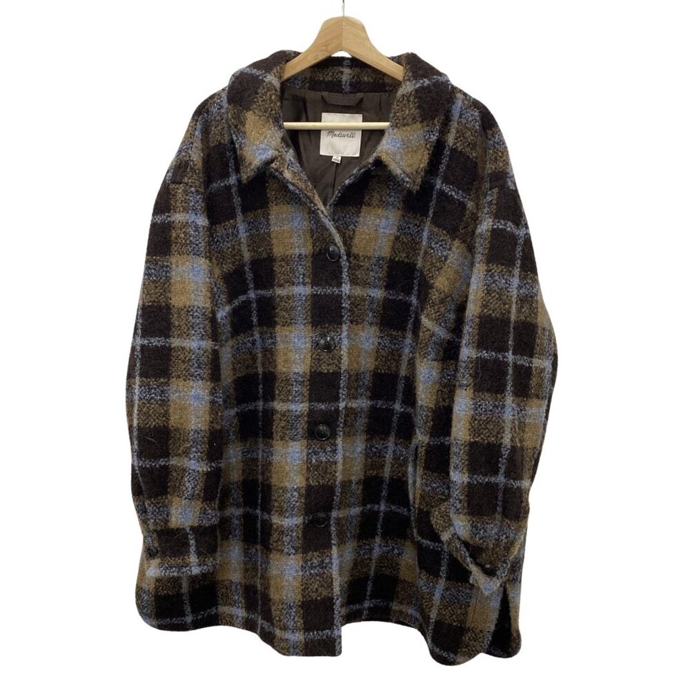 Madewell Devon Plaid Wool Blend Coat Forage Size 3X Plus - Picture 2 of 8